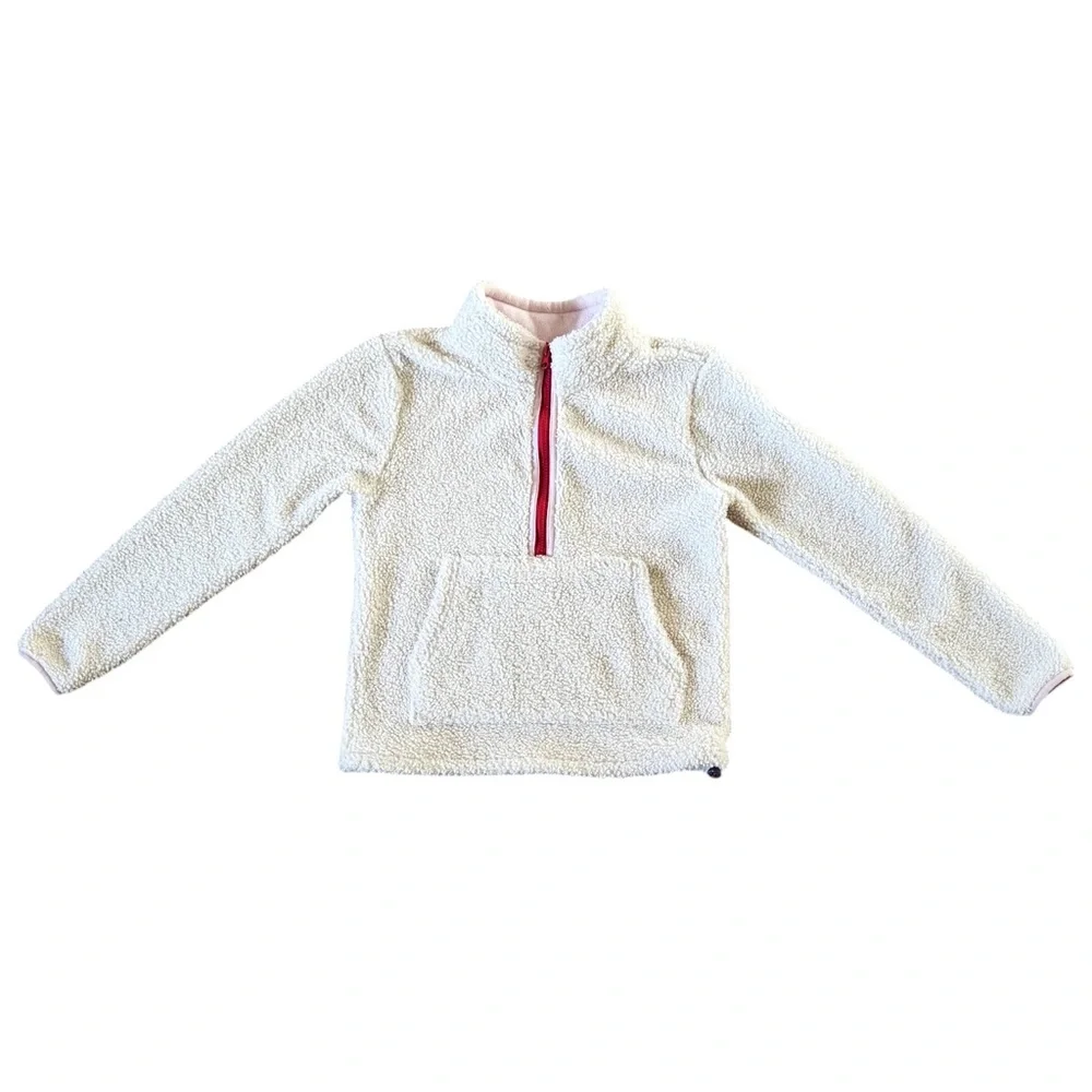 The Black Dog Girls Cozy Cream Half Zip Fleece Pullover Kids Large New England